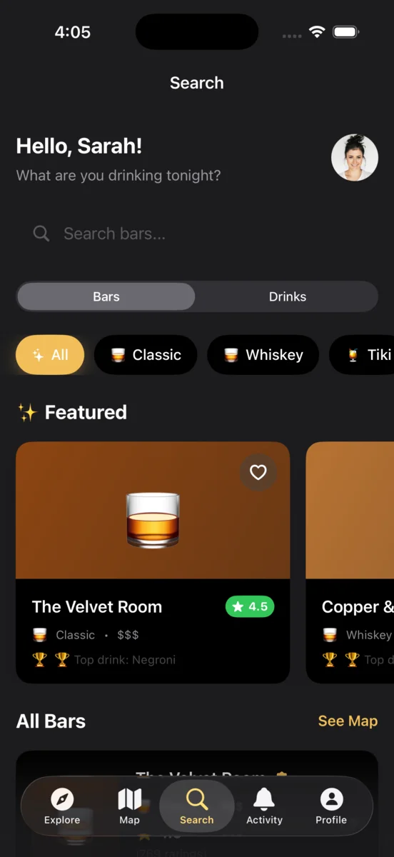 Clnk — Browse bars by style, see featured venues and ratings